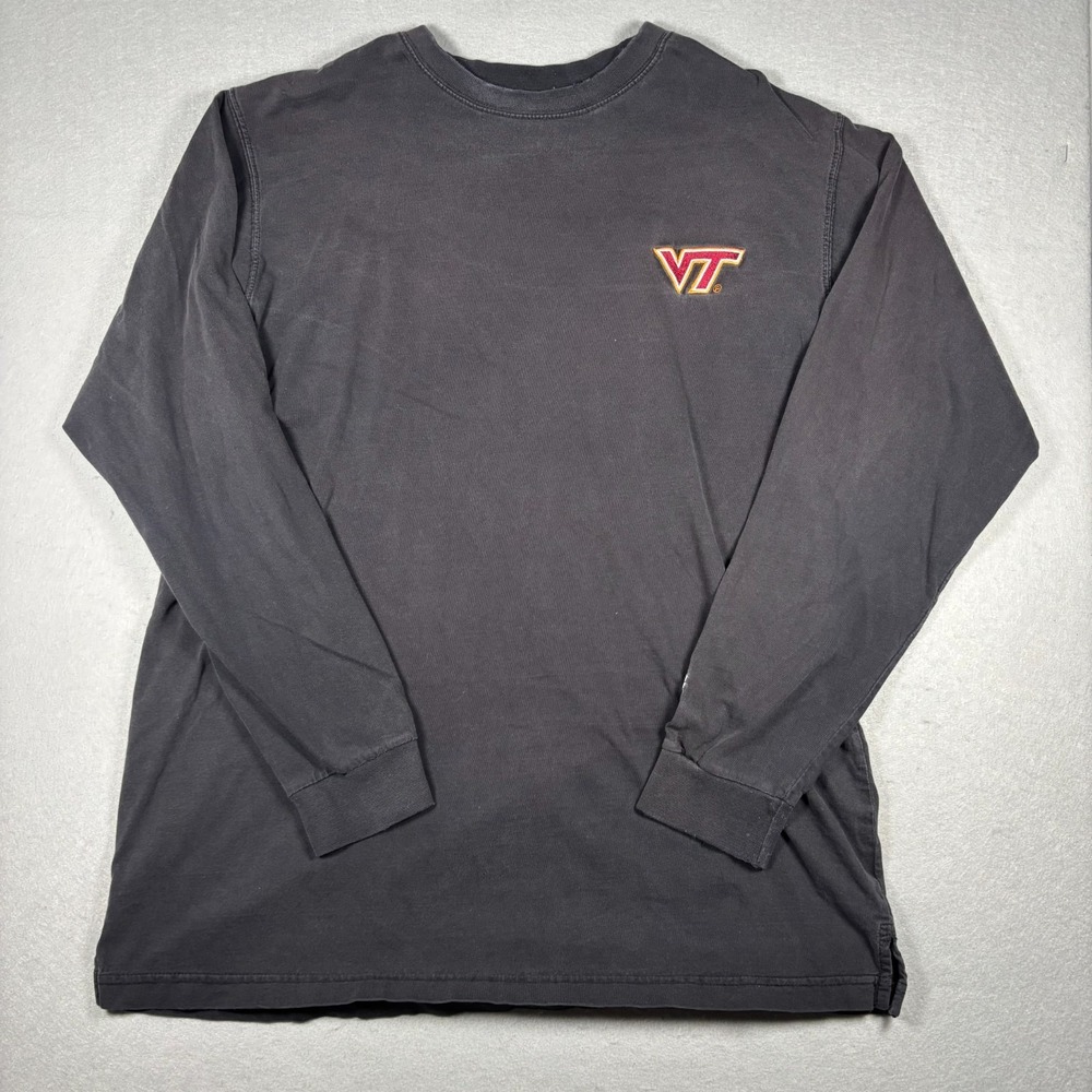 Virginia Tech Hokies Long Sleeve Shirt Mens XL Black/Gray VT College T-Shirt